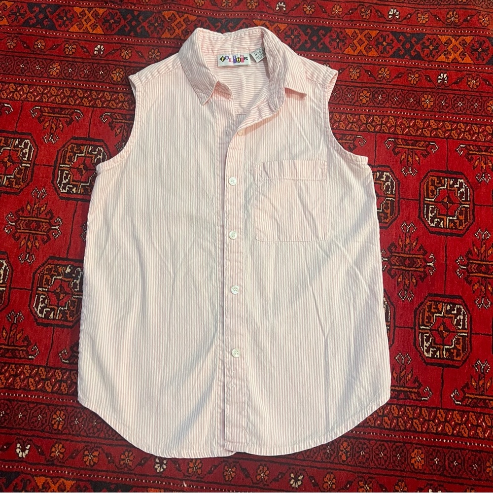 90s vintage kids pink button up sleeveless top girl’s medium 10/12